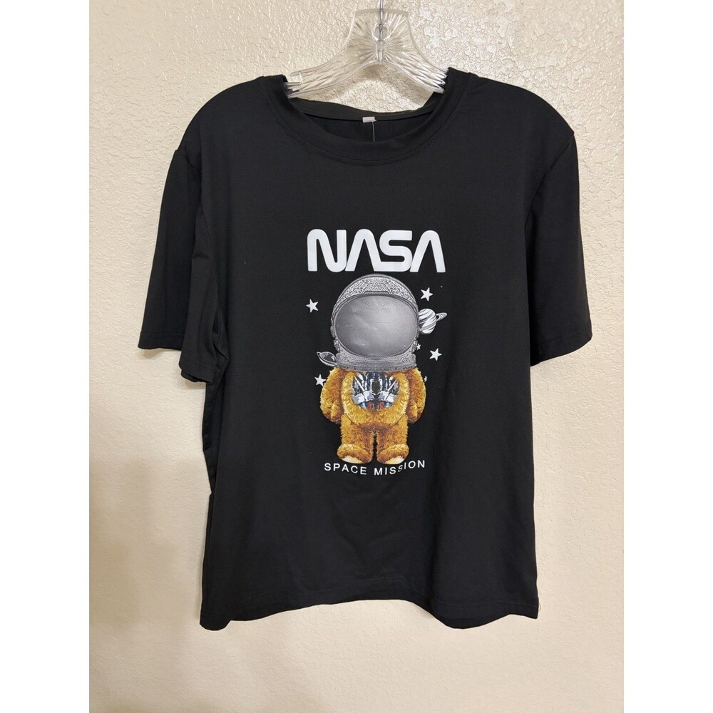 NASA Space Mission Women’s Graphic Tee Shirt, Navy, Size Small